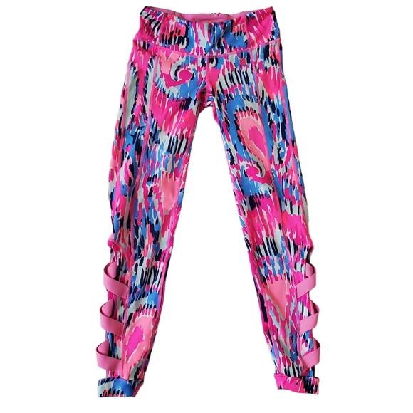 Lilly Pulitzer Caille Xsmall Legging Free Spirit Pink Criss Cross Banding‎ XS - Picture 2 of 16
